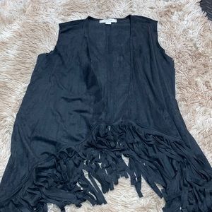 Black fringe suede vest